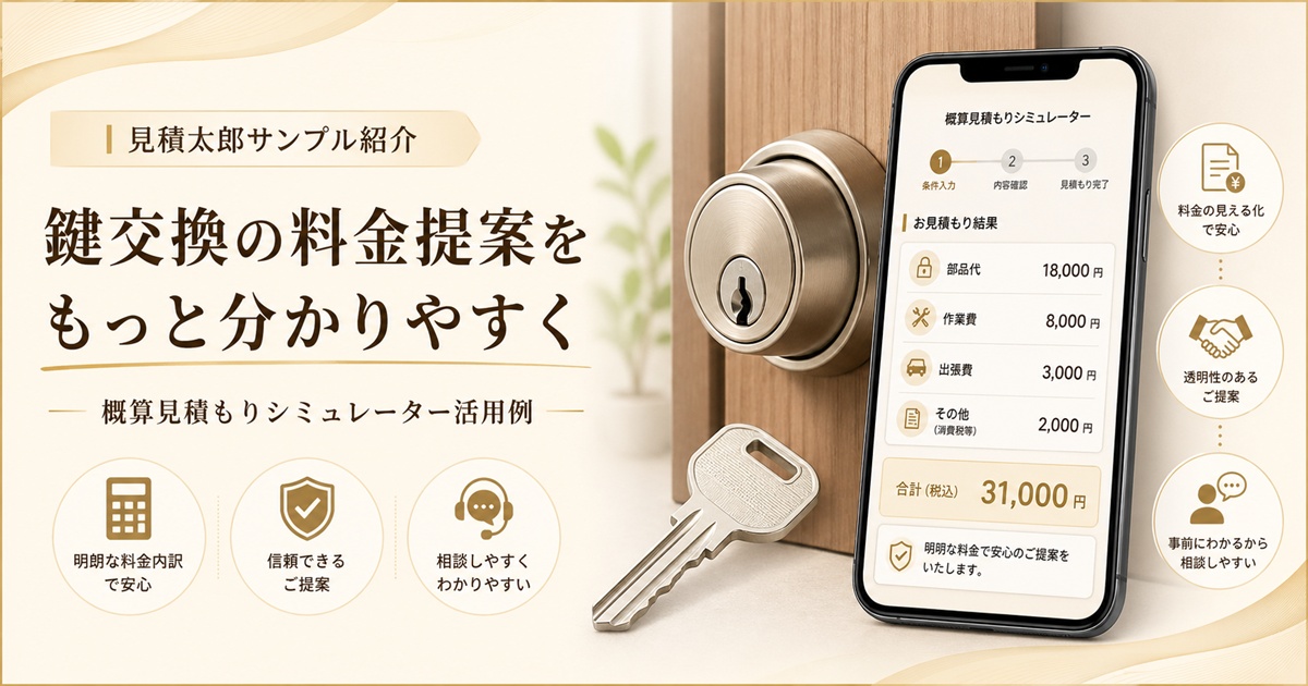 鍵交換・鍵修理業者向け概算見積もりシミュレーターの活用イメージ