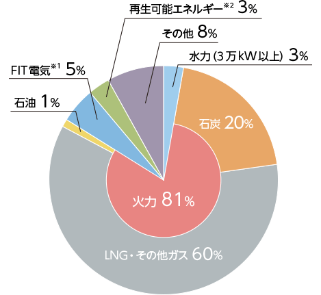 東京電力エナジーパートナーの電源構成グラフ 2017年度
