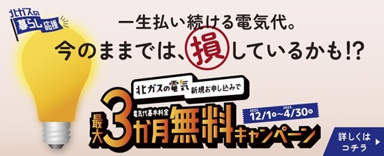 北海道ガスの電気キャンペーンイメージ