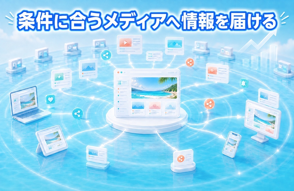 メディアへ情報を届けるイメージ
