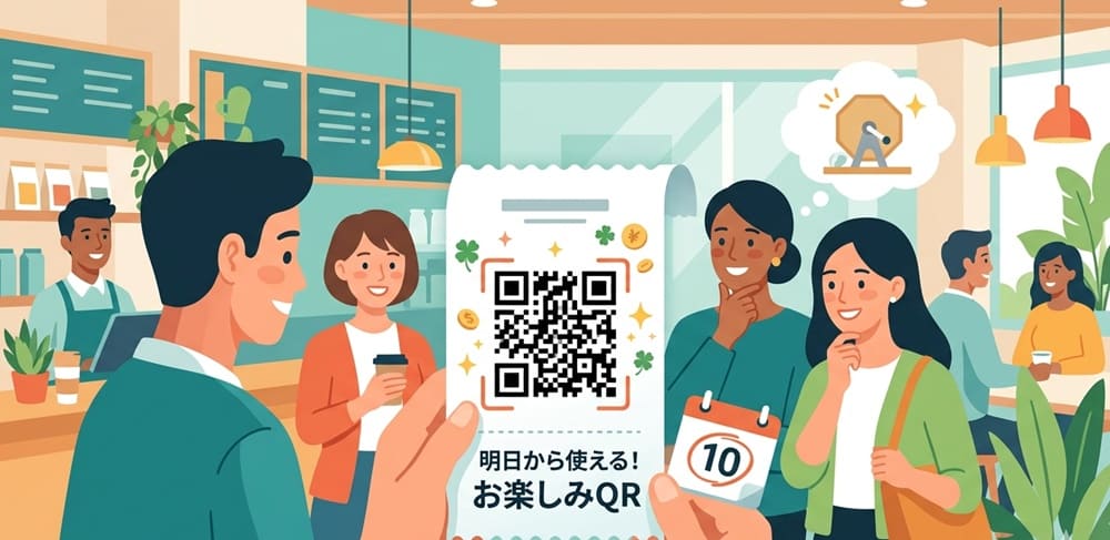 翌日から有効になるQRコード付きレシートのイメージ