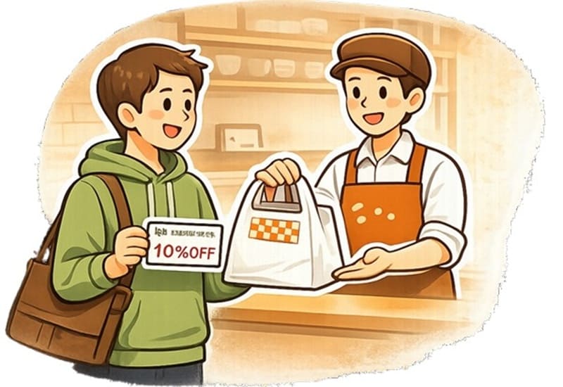 テイクアウト客の再訪導線のイメージイラスト