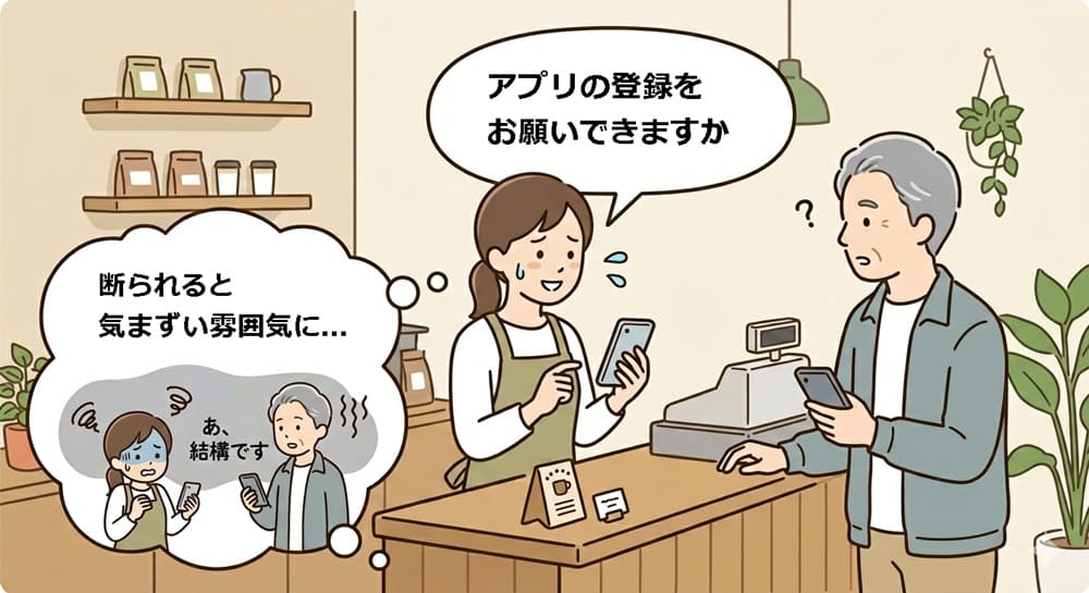 LINE登録を勧めにくい悩みのイメージイラスト