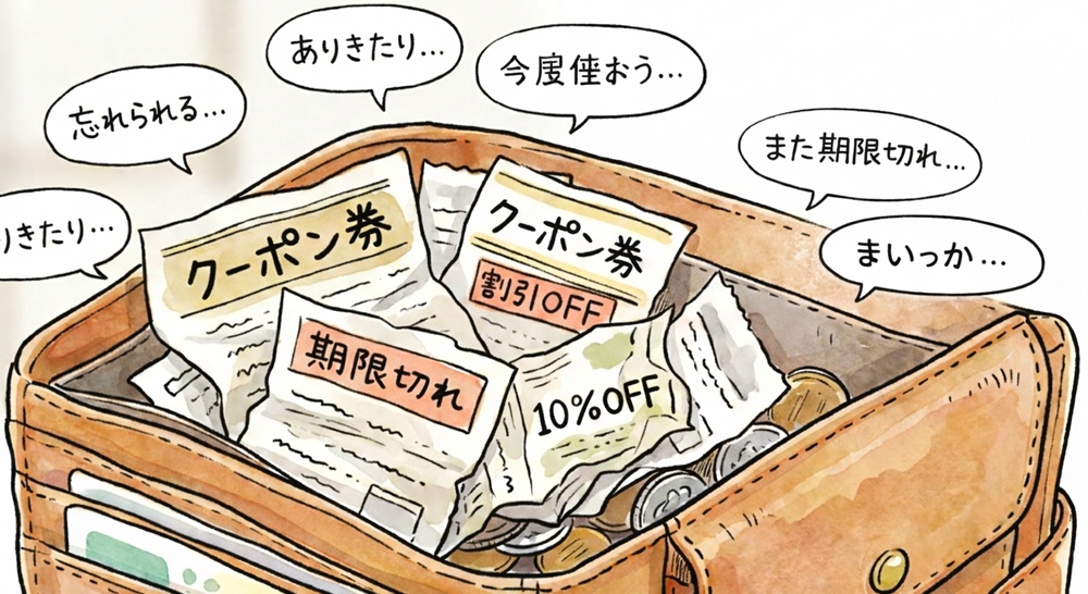 紙クーポンが印象に残りにくいイメージイラスト