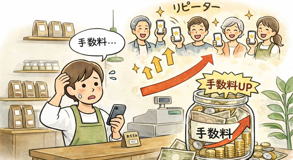 手数料負担を抑えたい悩みのイメージイラスト